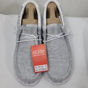 NEW-Hey Dude Wally Sox Stone White Men's SZ M12